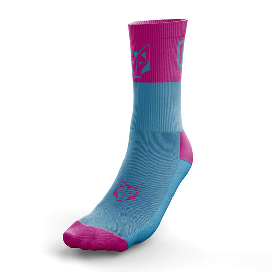 Multisport Medium Cut Socks - Light Blue & Fluo Pink