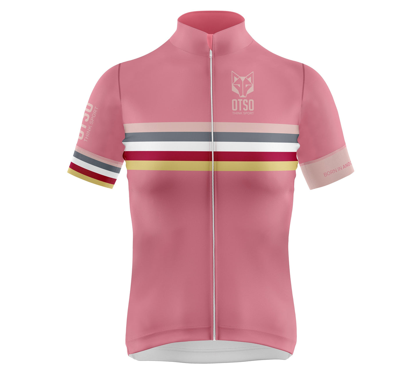 Maillot de ciclismo manga corta mujer - Stripes Coral Pink (OUTLET)