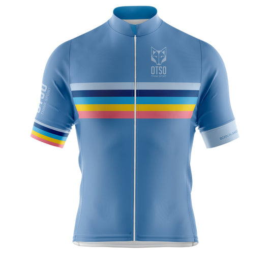 Men's short sleeve cycling jersey - Stripes Steel Blue (OUTLET)