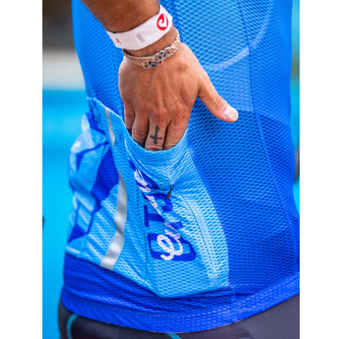 Men's short sleeve cycling jersey - Fluo Blue (OUTLET)