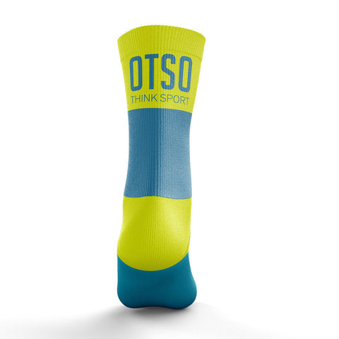 Multisport Medium Cut Socks - Light Blue & Fluo Yellow