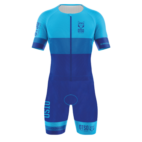 Women's triathlon suit - Fluo Pink & Light Blue