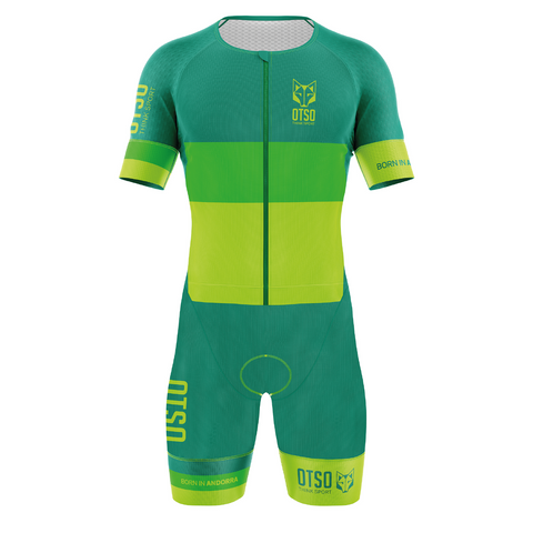 Women's triathlon suit - Fluo Pink & Light Blue