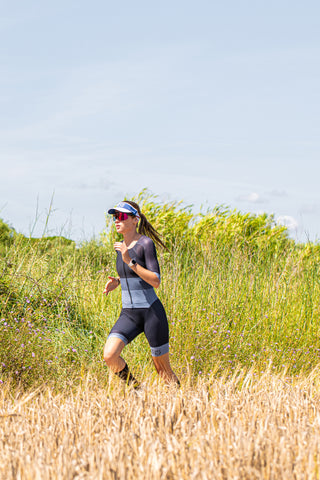 Women's triathlon suit - Fluo Pink & Light Blue