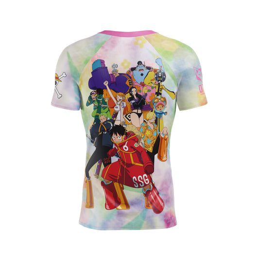 Camiseta manga corta hombre - One piece egghead luffy and the crew pink