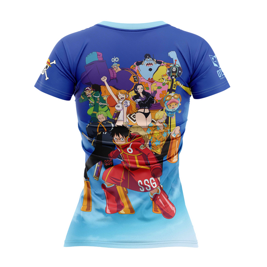 Camiseta manga corta mujer - One piece egghead luffy and the crew blue