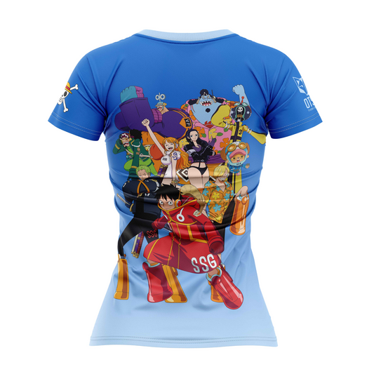 Camiseta manga corta mujer - One piece egghead luffy straw hat crew blue