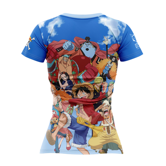 Camiseta manga corta mujer - One piece fishman luffy and the crew blue