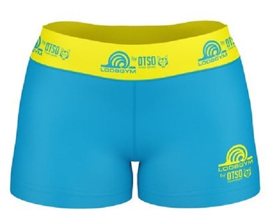 BLUE-FLUO YELLOW shorts (shiny lycra) - OUTLET