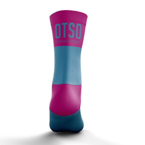 Multisport Medium Cut Socks - Light Blue &amp; Fluo Pink