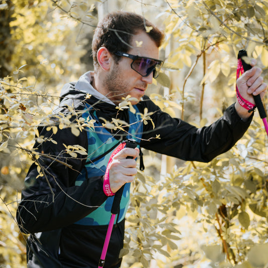 Bastones de carbono plegables ultraligeros para Trail Running y Trecking - Rosa