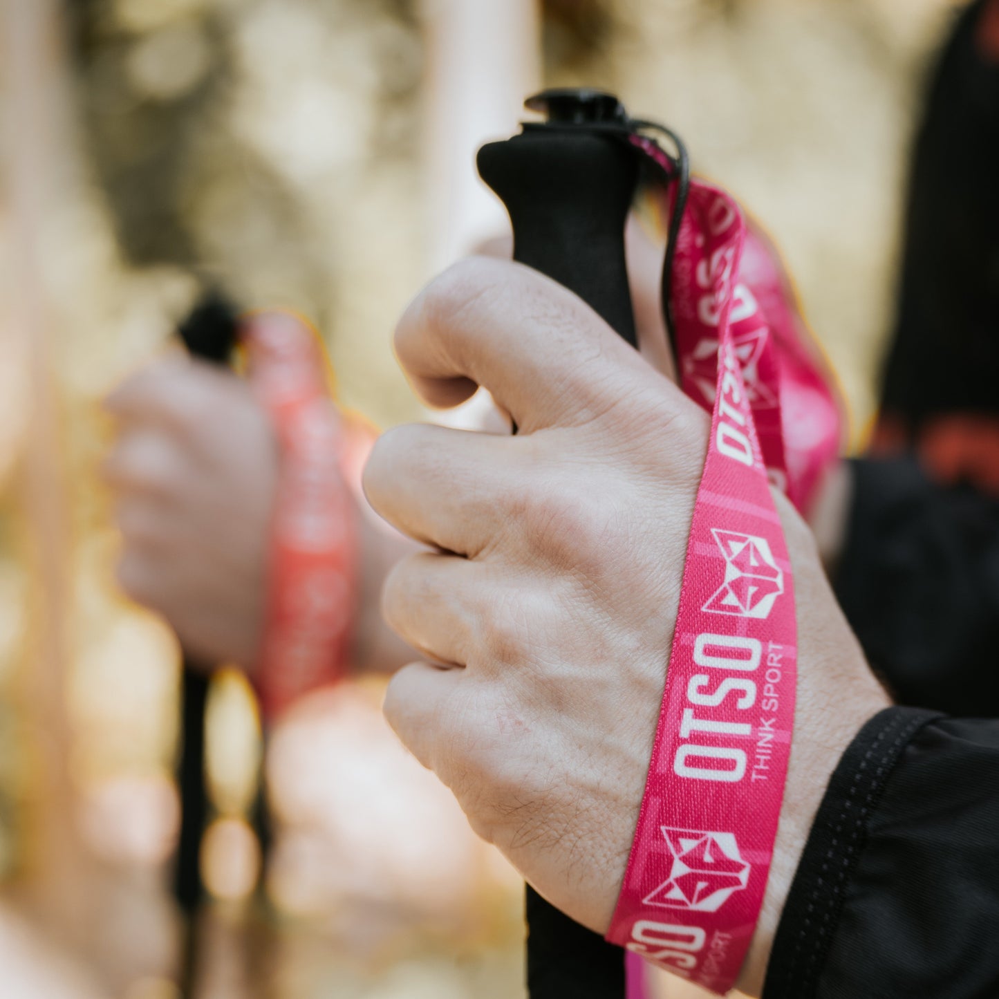 Bastones de carbono plegables ultraligeros para Trail Running y Trecking - Rosa