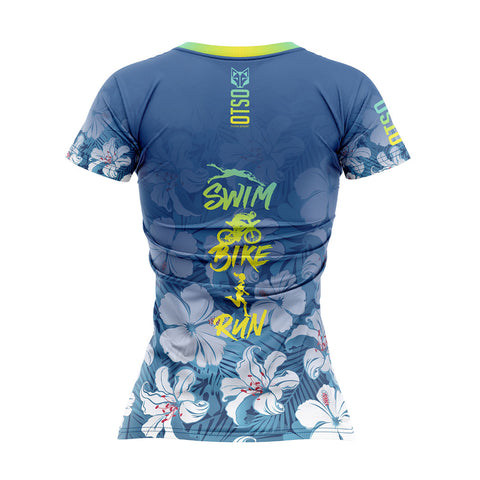 Women's short sleeve t-shirt - Swim Bike Run Flower