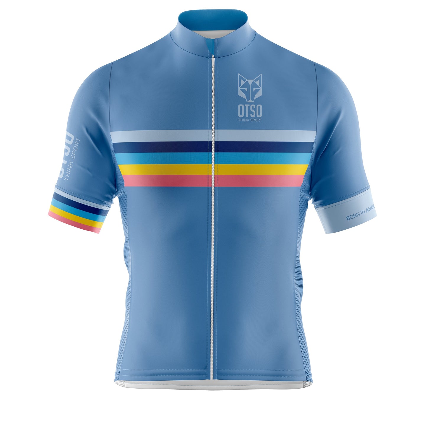 Men's short sleeve cycling jersey - Stripes Steel Blue (OUTLET)