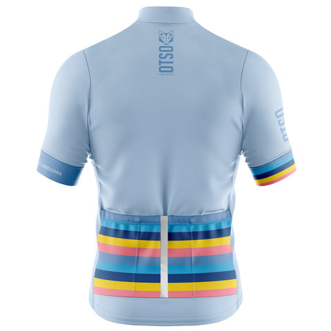 Men's short sleeve cycling jersey - Stripes Turquoise (OUTLET)