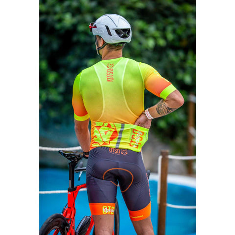 Men's short sleeve cycling jersey - Fluo Orange (OUTLET)