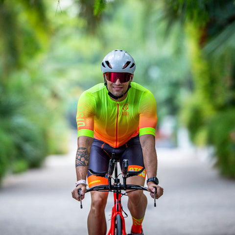 Men's short sleeve cycling jersey - Fluo Orange (OUTLET)