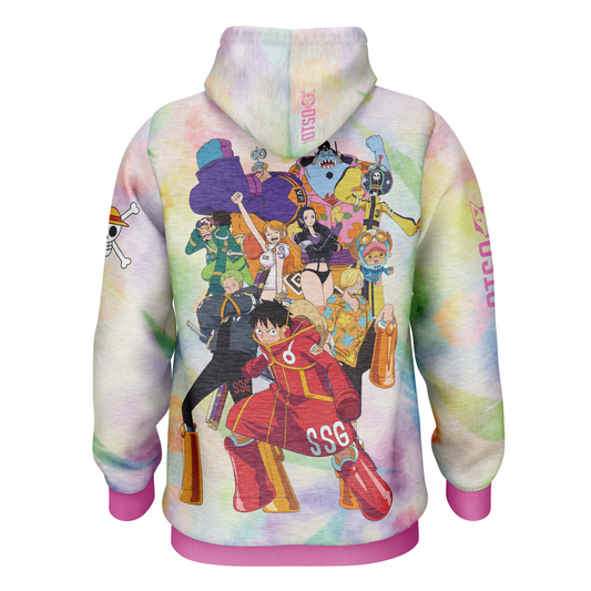 Sudadera - One piece egghead luffy and the crew pink