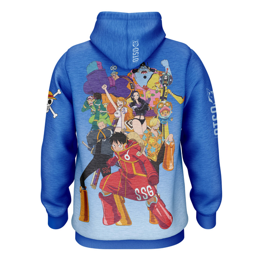 Sudadera - One piece egghead luffy straw hat crew blue