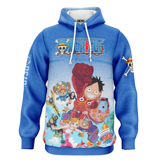 Sudadera - One piece egghead luffy straw hat crew blue