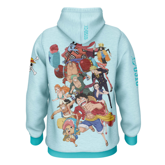Sudadera - One piece fishman straw hat crew turquoise