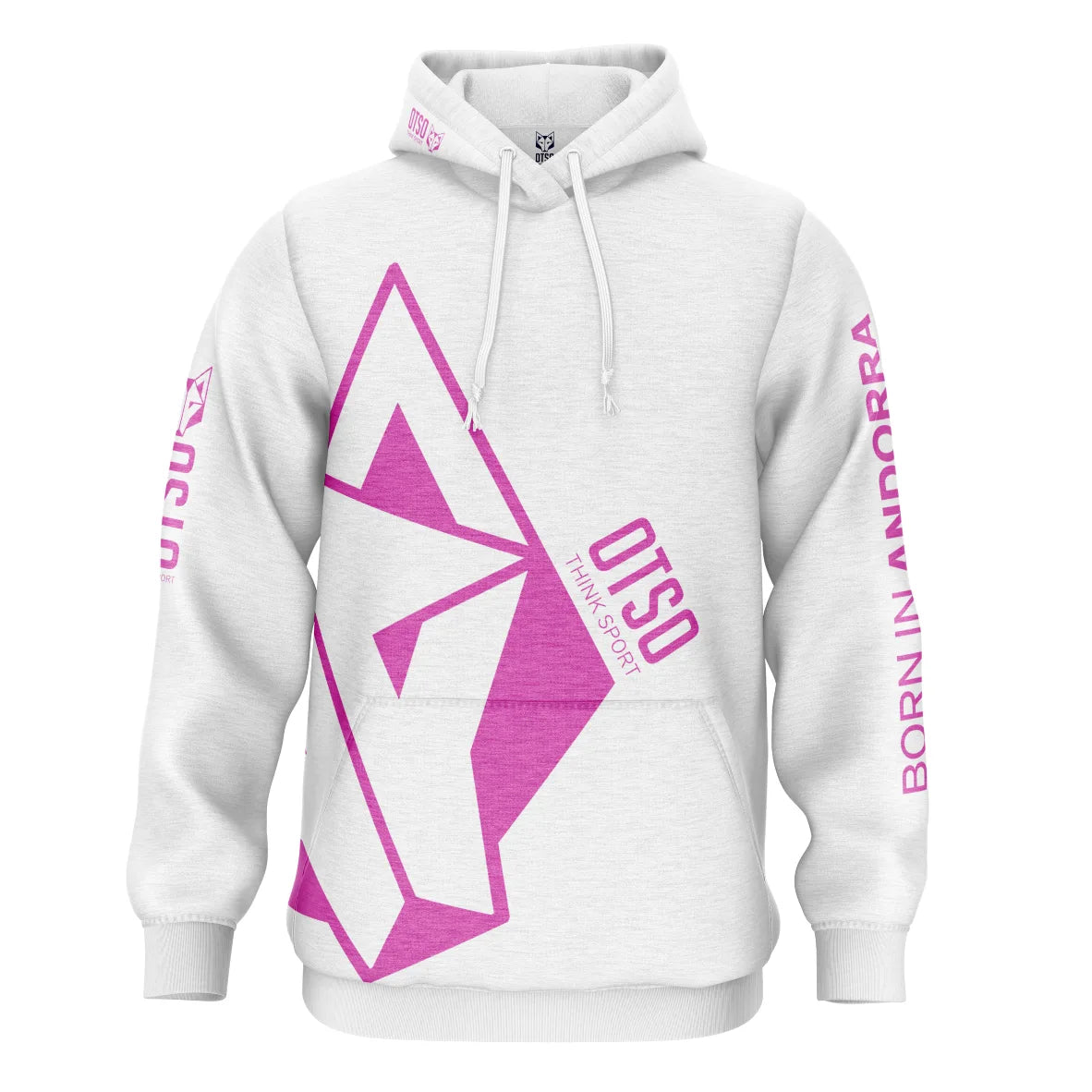 Sweatshirt - White &amp; Fluo Pink Otso