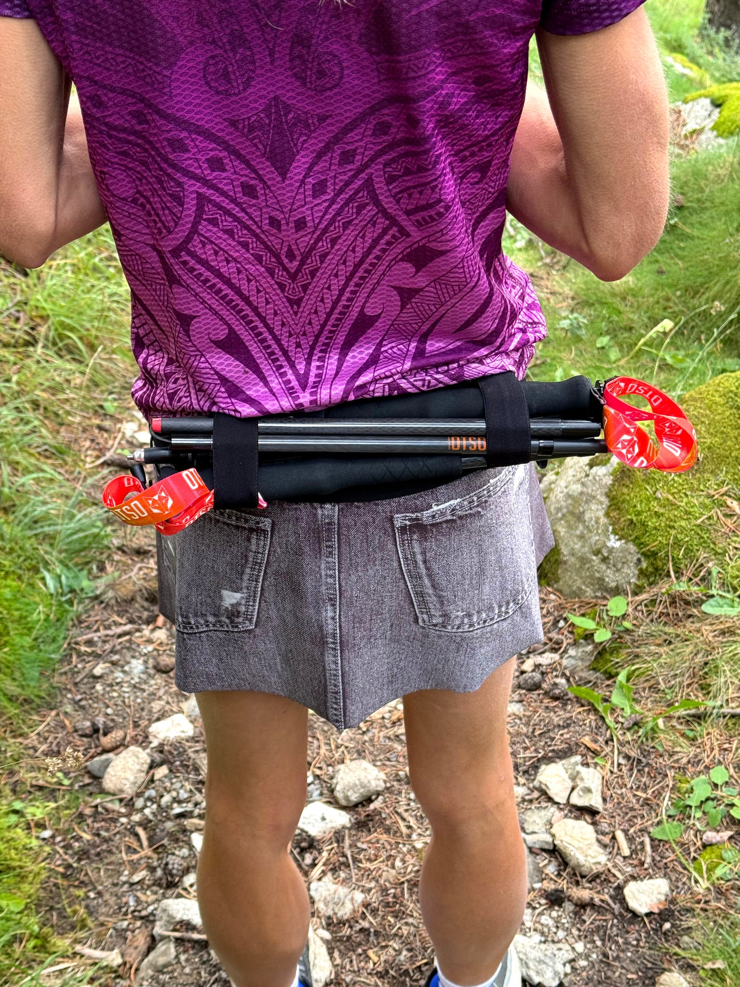 Bastones de carbono plegables ultraligeros para Trail Running y Trecking - Negro