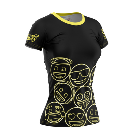 Women's short-sleeved T-shirt - Emoji Neon Faces