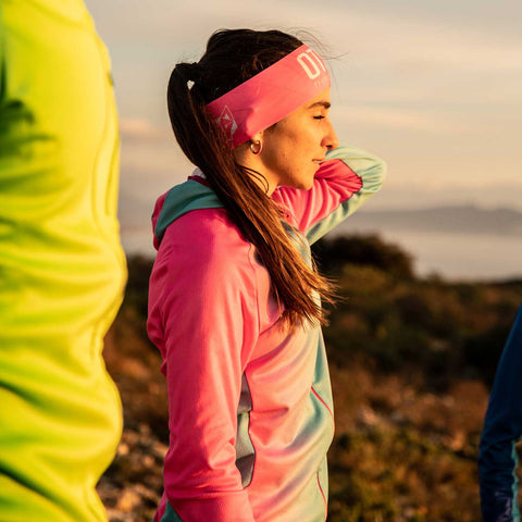 Unisex sport hoodie - Fluo Pink & Light Blue