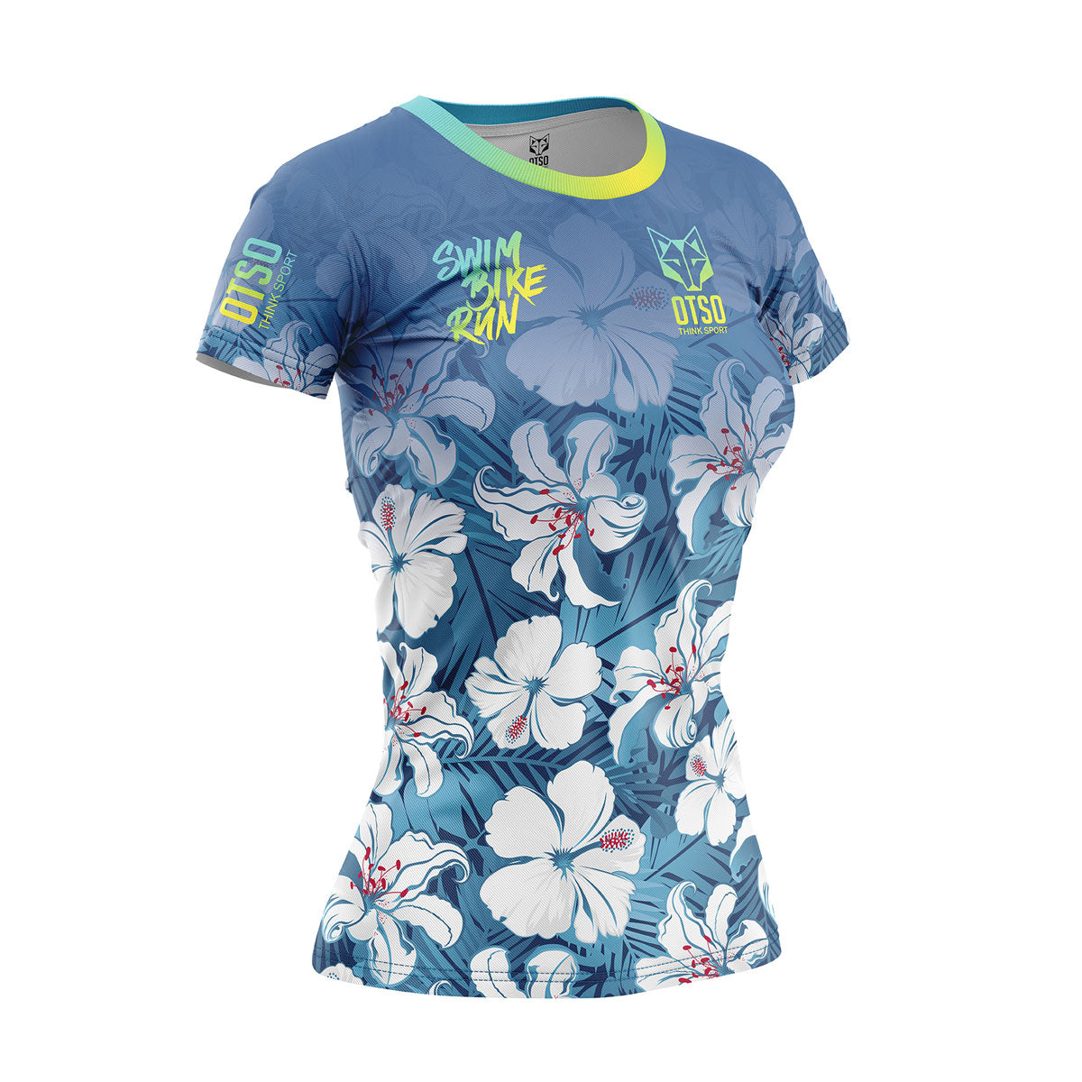 Camiseta manga corta mujer - Swim Bike Run Flower