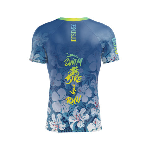 Camiseta manga corta hombre - Swim Bike Run Flower