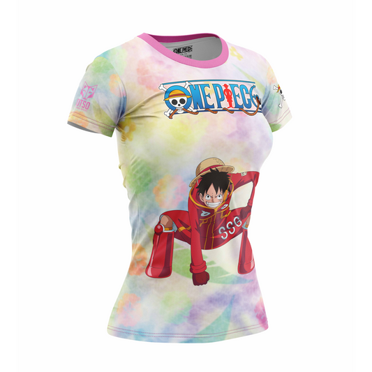 Camiseta manga corta mujer - One piece egghead luffy and the crew pink