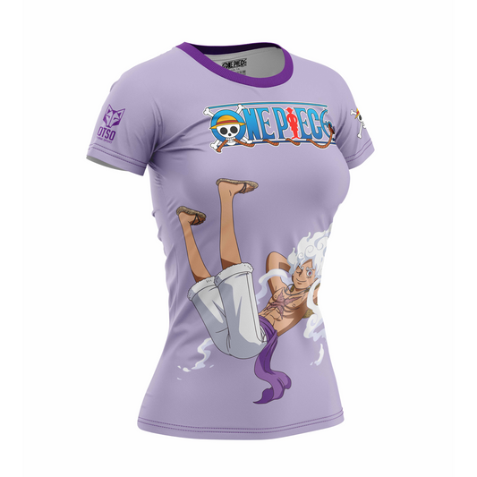 Camiseta manga corta mujer - One piece egghead luffy gear5 purple