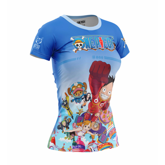 Camiseta manga corta mujer - One piece egghead luffy straw hat crew blue