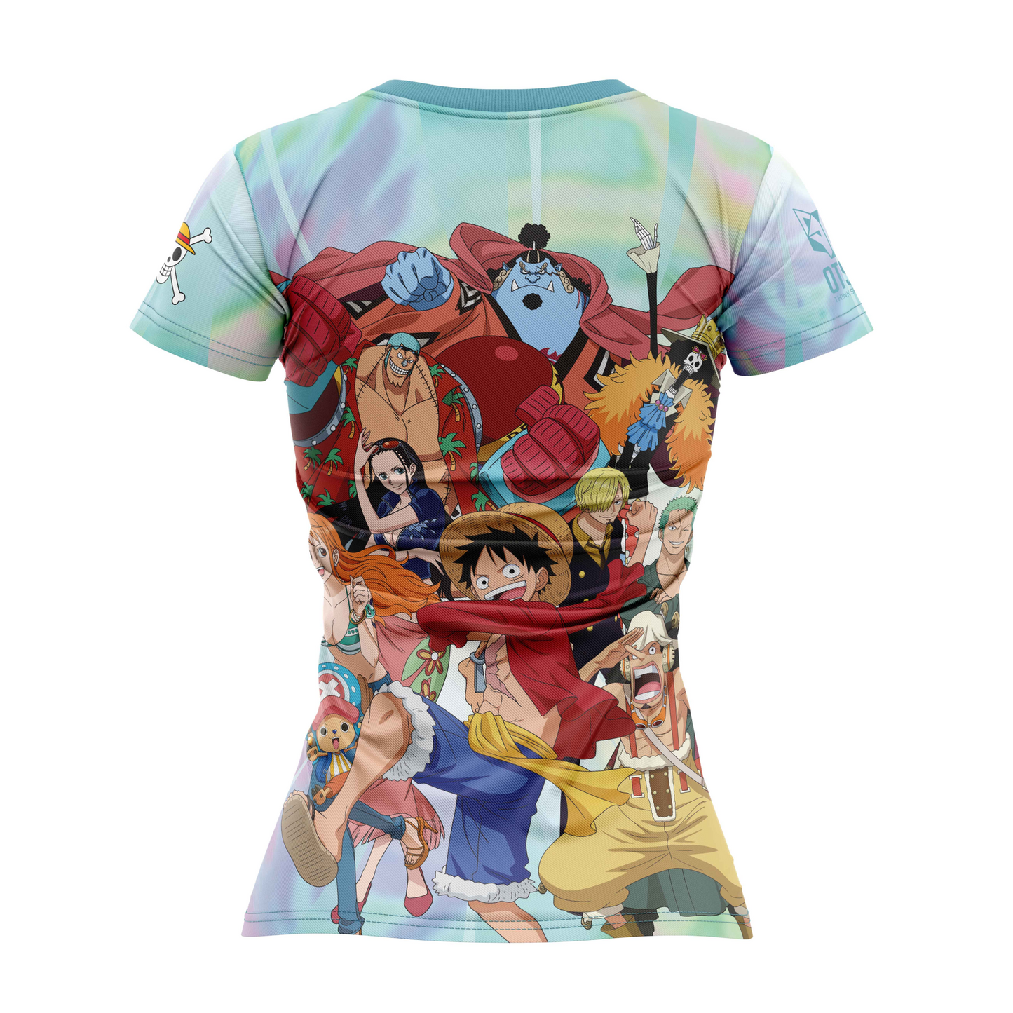 Camiseta manga corta mujer - One piece fishman luffy and the crew green