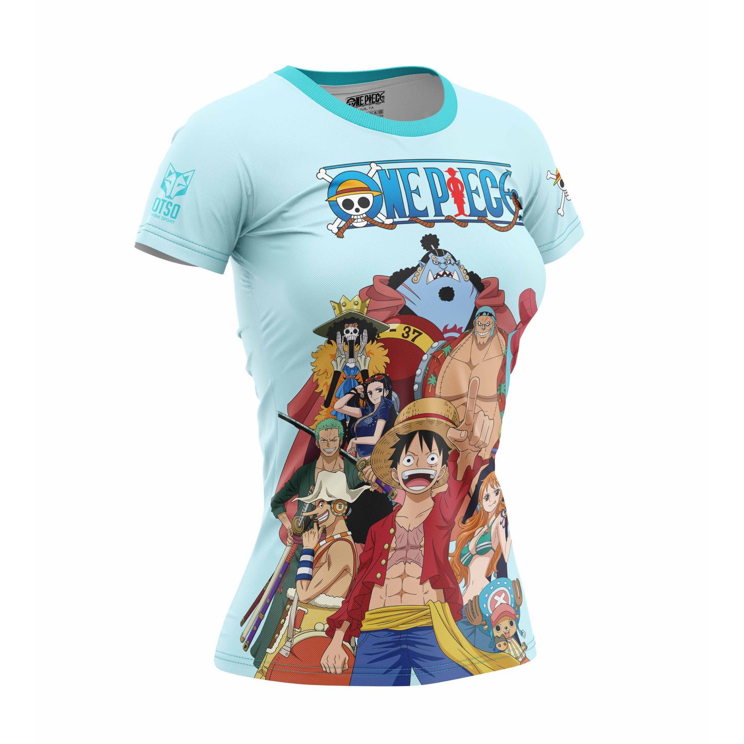 Camiseta manga corta mujer - One piece fishman straw hat crew turquoise