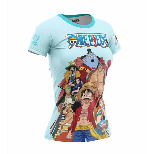 Camiseta manga corta mujer - One piece fishman straw hat crew turquoise