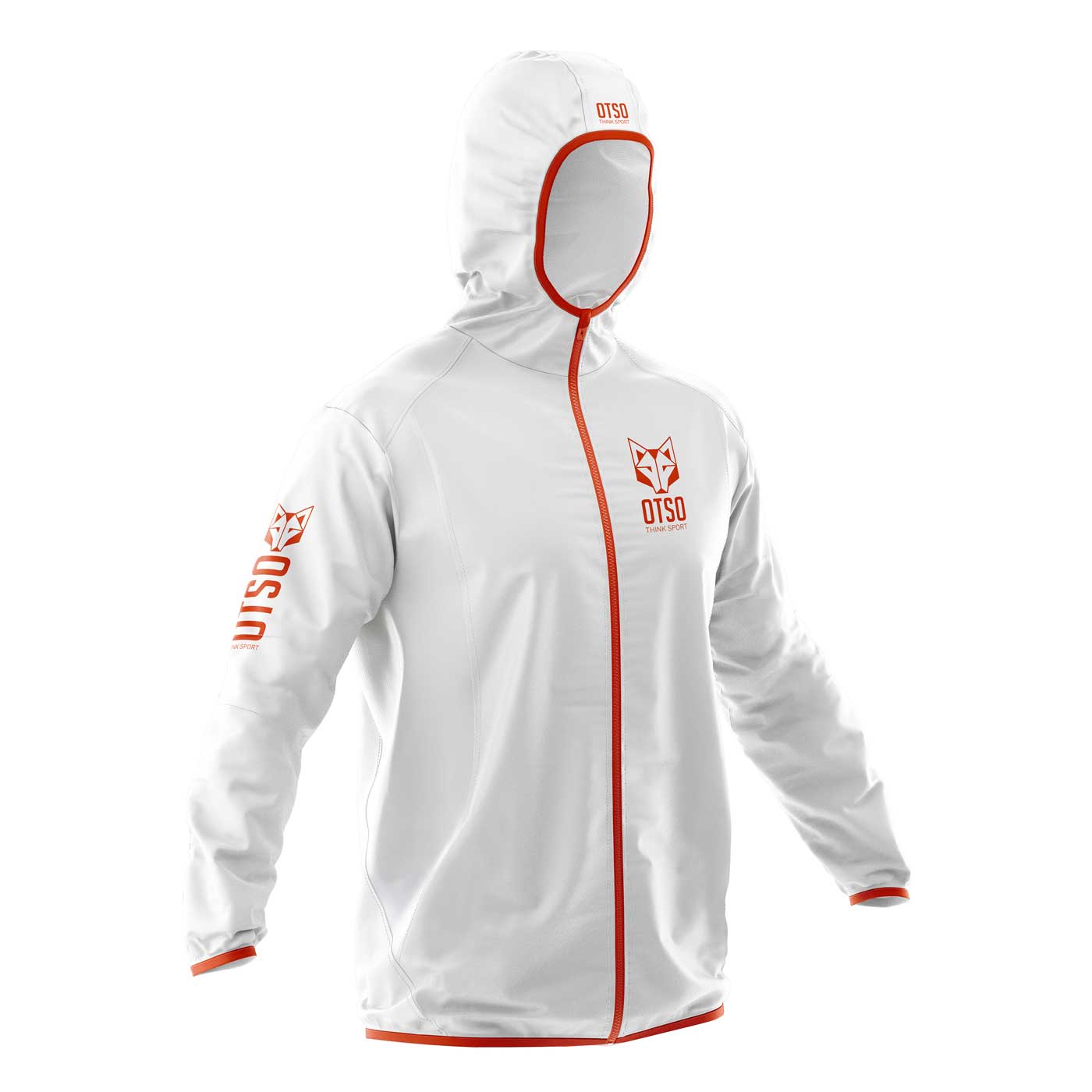 Waterproof Jacket - White &amp; Fluo Orange