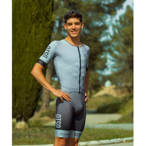 Men's Triathlon Suit - Silver Grey &amp; Black (Outlet)