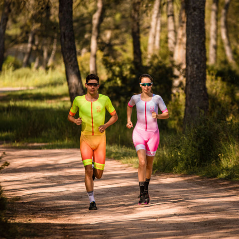 Mono de triatló dona - White &amp; Fluo Pink (Outlet)