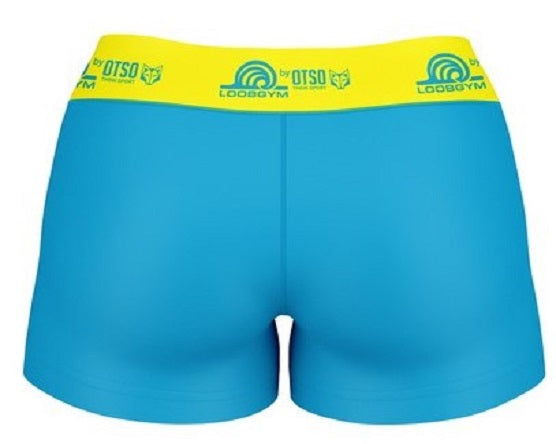 Short BLUE-FLUO YELLOW (lycra brillant) - OUTLET